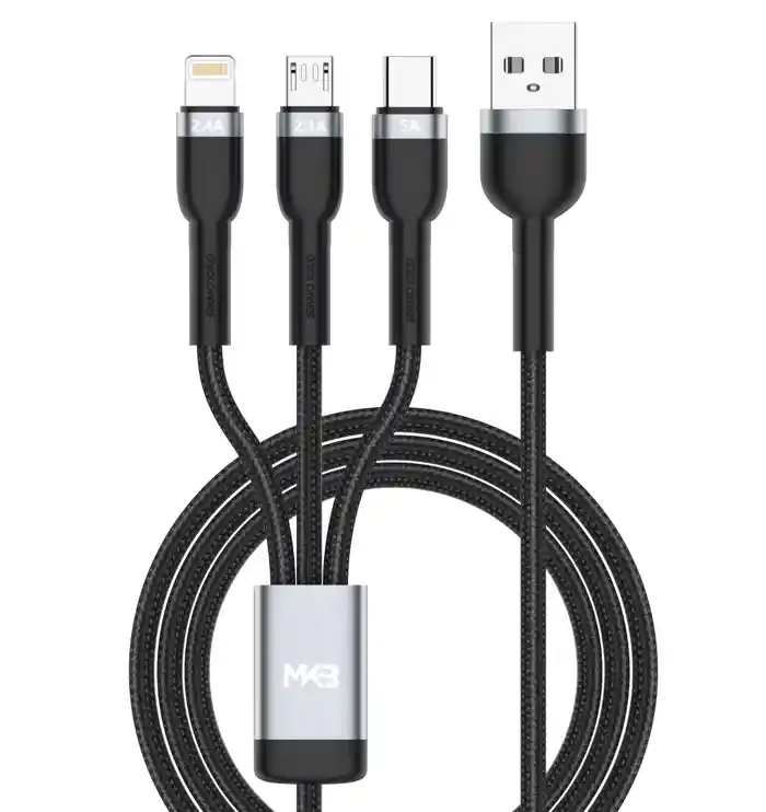 MKB U311 3 in 1 USB -LIGHTNING/Type-c/micro /100W higt power/FAST Cafule cable